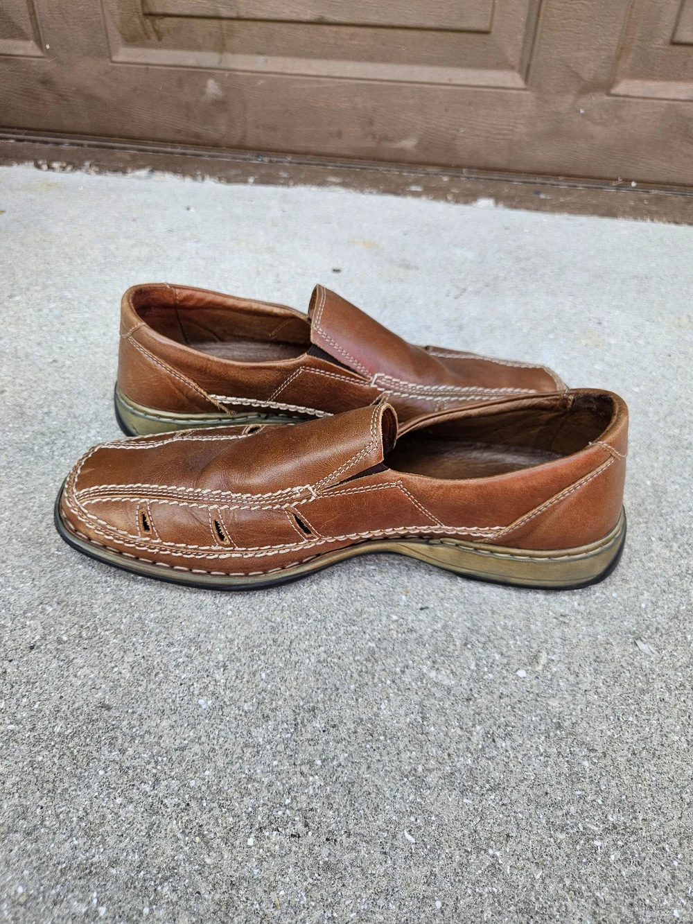 JOSEF SEIBEL Mens Fisherman Loafer Size 41 Brown Leather Slip On Casual Shoes